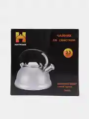Чайник с металлическим свистком 3,3л, Hoffmann, нержавейка, утолщенное дно
