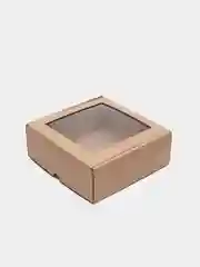 Бежевый коробка из микрогофрокартона 16*16*6 см самосборная 2шт, подарочная с окном