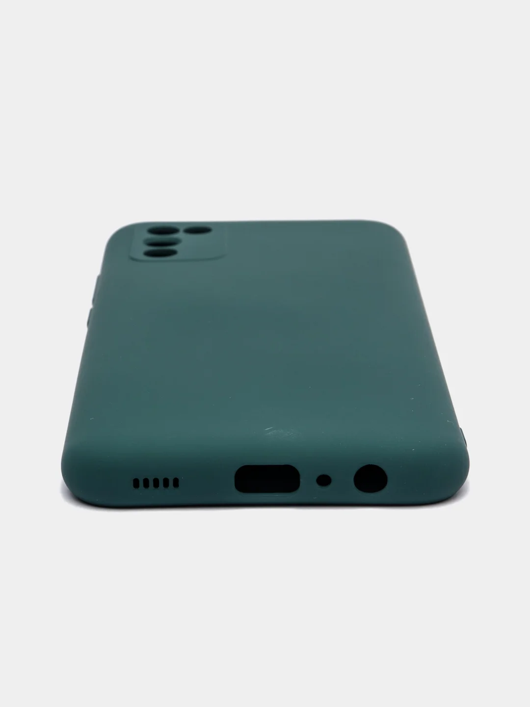 Зеленый чехол для Samsung A02S / A025F, силиконовый, противоударный, матовый, с бархатом внутри