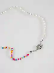 Серебряный чокер с искусственным жемчугом и бисером
