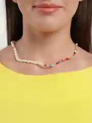 Серебряный чокер с искусственным жемчугом и бисером