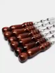 Коричневый шампур для шашлыка, с деревянной ручкой, 4 - 10 штук