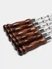 Тёмно-коричневый шампур для шашлыка, с деревянной ручкой, 4 - 10 штук