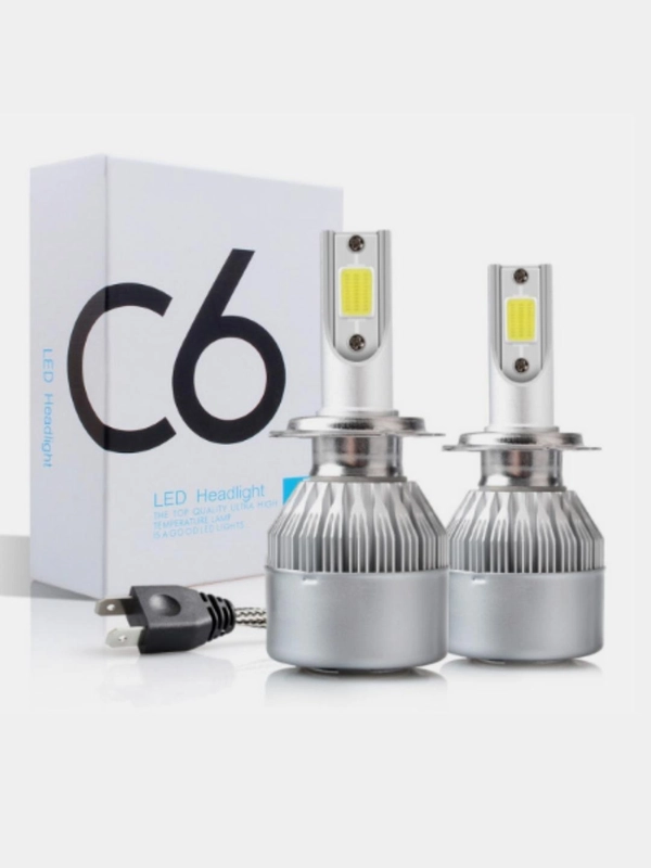Комплект LED ламп 2 шт  C6 H1 H7 H8 H9 H11 H4 HB2 9003