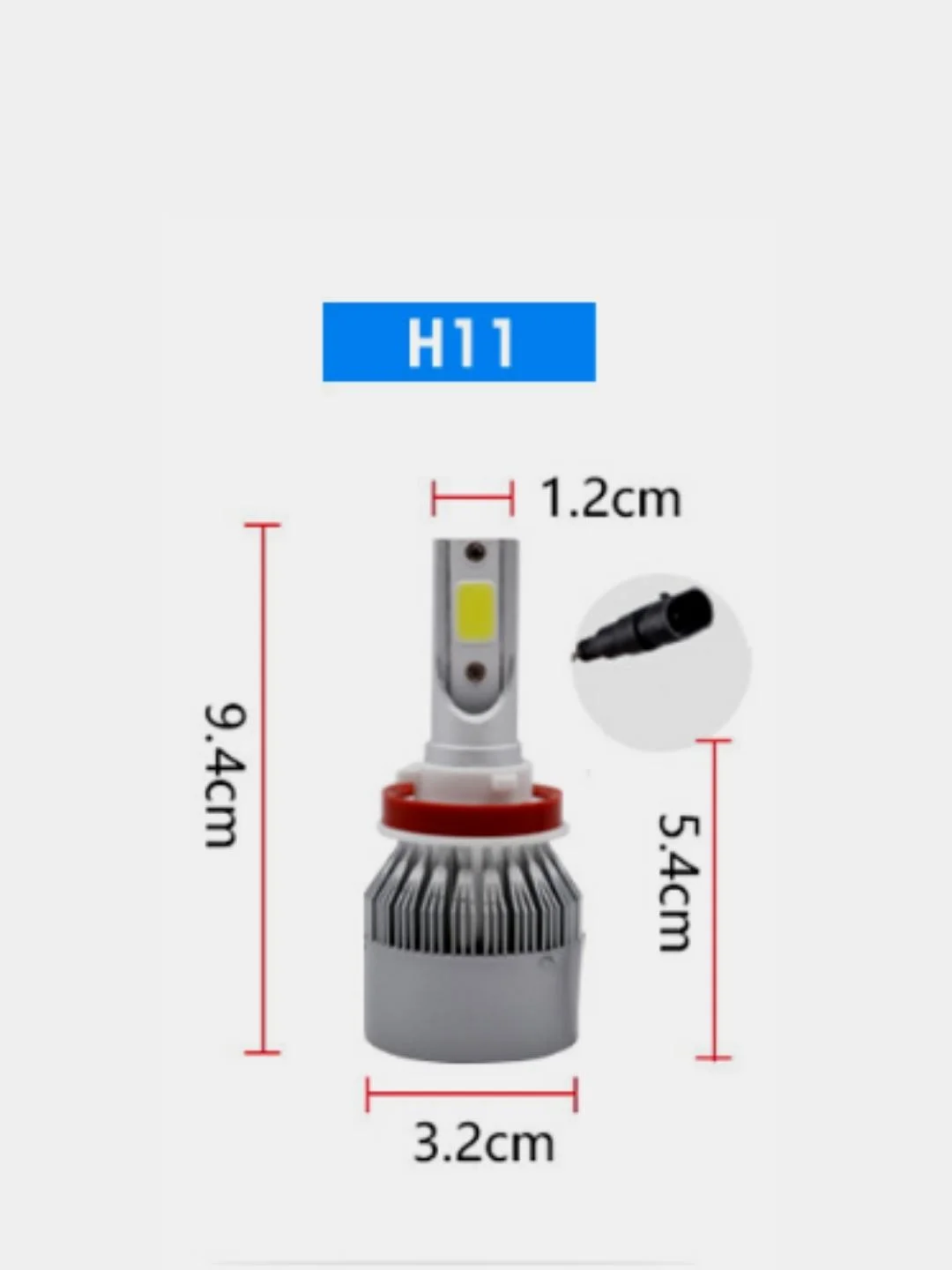 Комплект LED ламп 2 шт  C6 H1 H7 H8 H9 H11 H4 HB2 9003