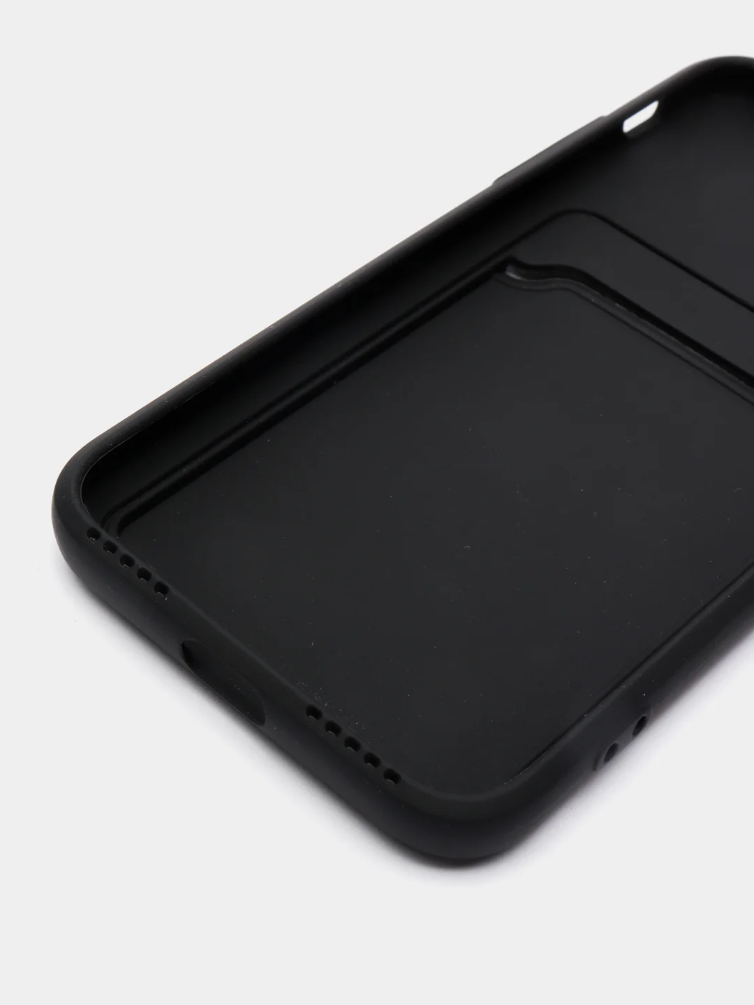 Черный чехол силиконовый с карманом для карты на iPhone