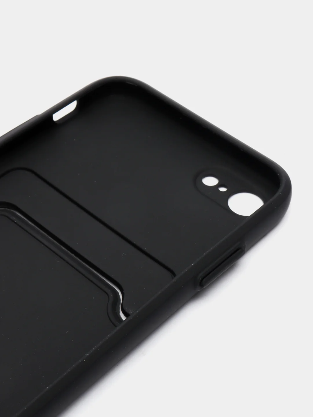Черный чехол силиконовый с карманом для карты на iPhone