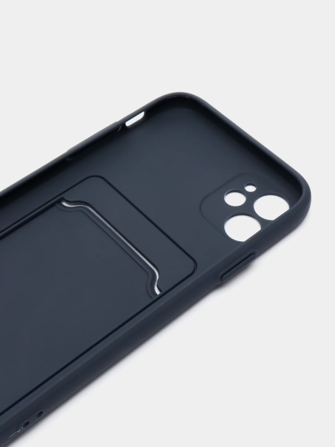 Синий чехол силиконовый с карманом для карты на iPhone