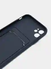 Синий чехол силиконовый с карманом для карты на iPhone