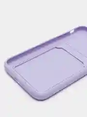 Сиреневый чехол силиконовый с карманом для карты на iPhone