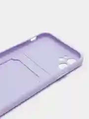 Сиреневый чехол силиконовый с карманом для карты на iPhone