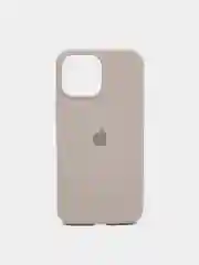 Серый чехол для iPhone 13 Pro Max 6.7" Silicone Case закрытый низ с логотипом