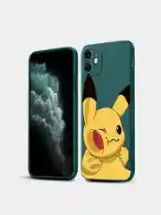 Зеленый чехол силиконовый аниме "Pockemon. Пикачу" для IPhone 7/8 Plus X/Xs/XR/Max/11/12/Pro/Max 13