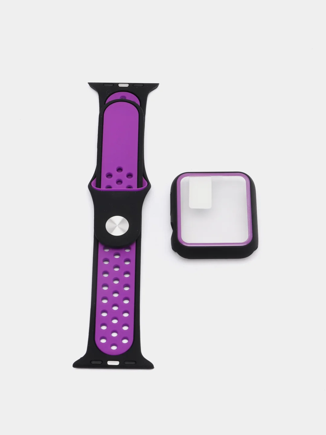 Пурпурный ремешок, бампер и стекло Apple Watch Classic 38 40 42 44 mm Series 1, 2, 3, 4, 5, 6, SE