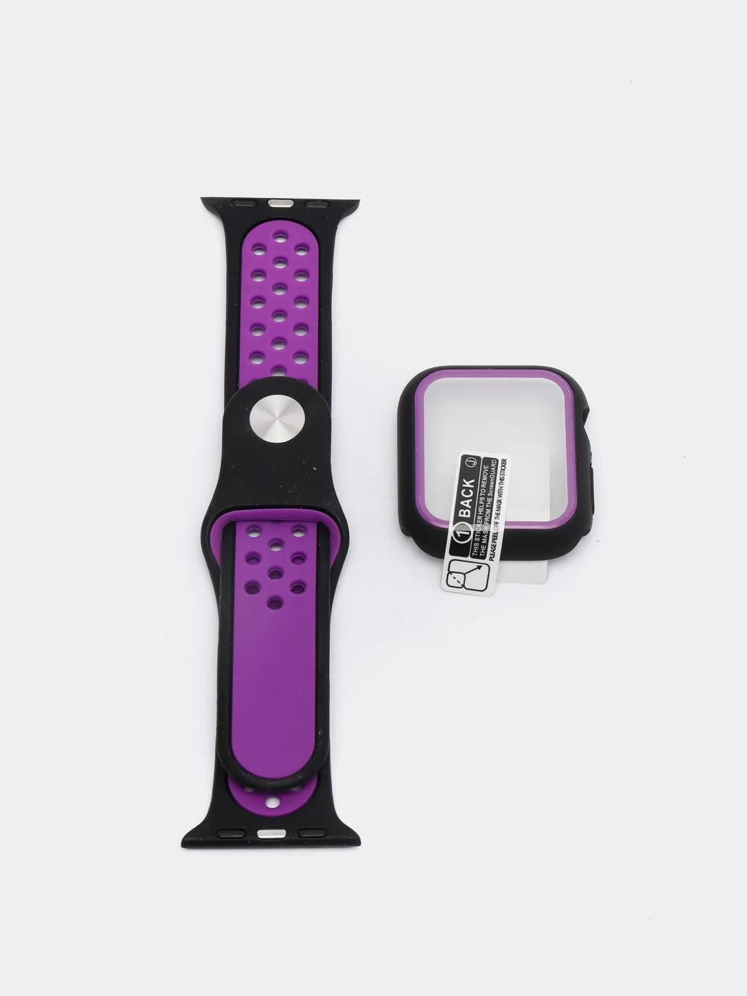 Пурпурный ремешок, бампер и стекло Apple Watch Classic 38 40 42 44 mm Series 1, 2, 3, 4, 5, 6, SE