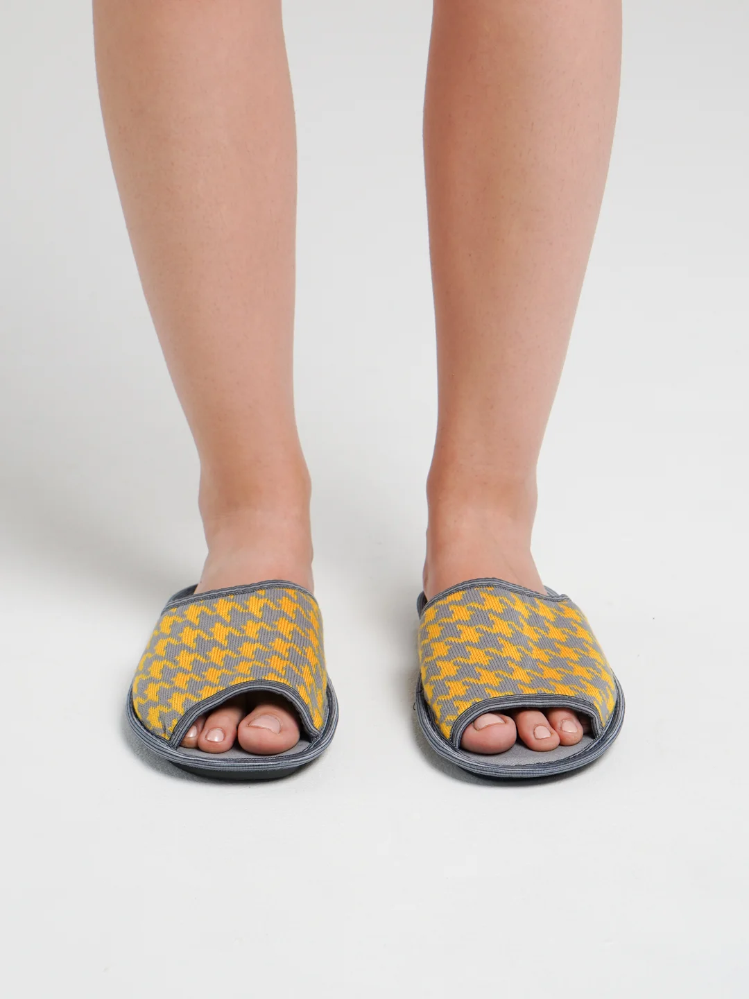 Желтый тапочки женские домашние "Вязанка" с открытым носом Soft Slippers, 3 цвета