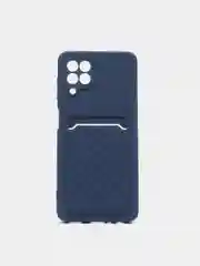 Синий чехол на Samsung Galaxy A22 M32 M22 A12 / M12 / A32 с карманом для карты и мягкой вставкой