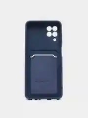 Синий чехол на Samsung Galaxy A22 M32 M22 A12 / M12 / A32 с карманом для карты и мягкой вставкой