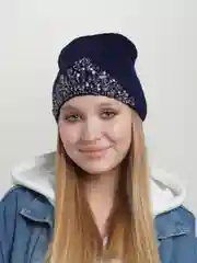 Синий шапка женская "Корона"