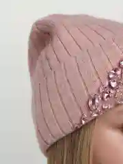 Розовый шапка женская "Корона"