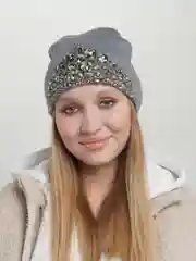 Серый шапка женская "Корона"