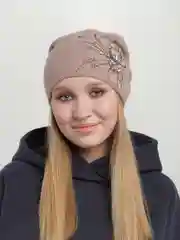 Конфетный шапка женская  с флисовой подкладкой "Дождь"