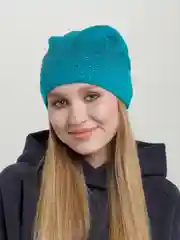 Лазурный шапка женская с флисовой подкладкой Конверт