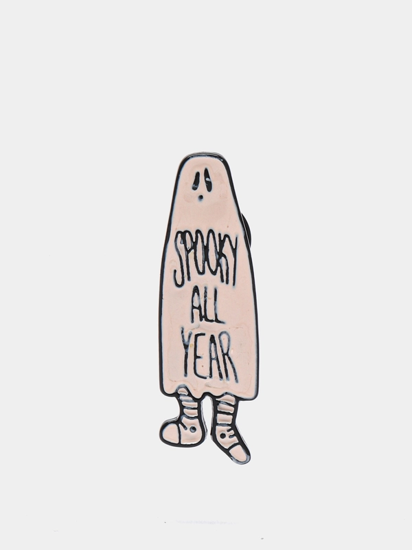 Значок на одежду с привидением  "Spooky all year", металлический