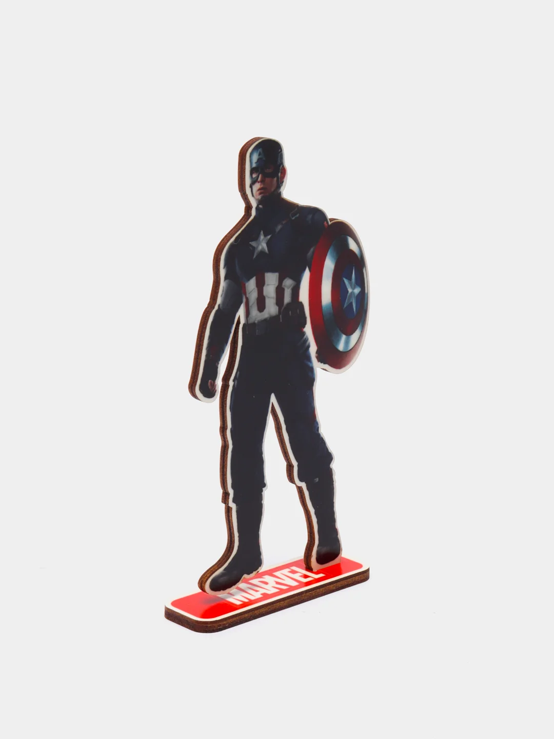 Деревянная фигурка по вселенной " MARVEL, Капитан Америка" светящаяся, 12 см