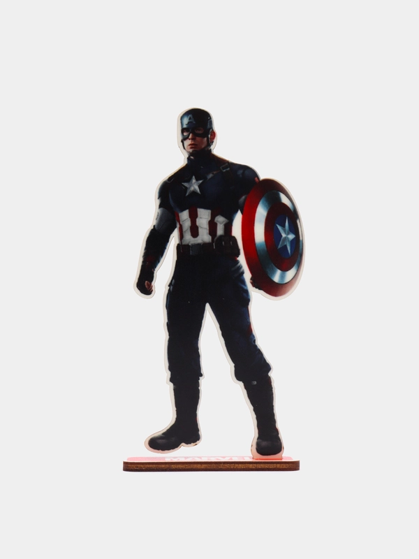 Деревянная фигурка по вселенной " MARVEL, Капитан Америка" светящаяся, 12 см