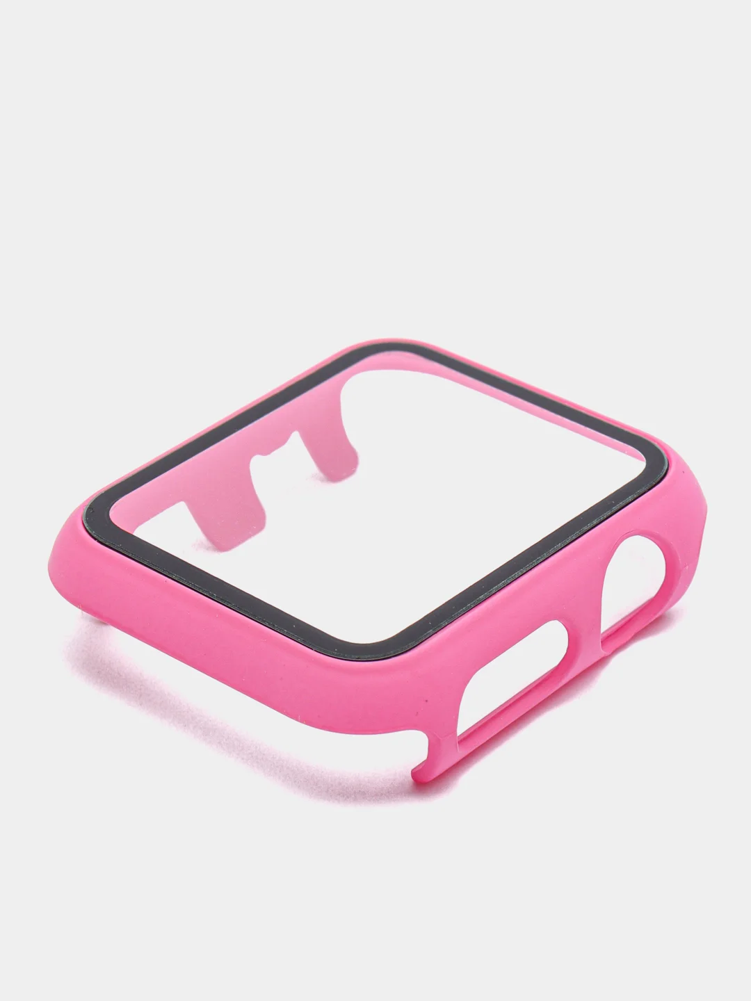 Фуксия силиконовый ремешок + защитная накладка со стеклом на корпус Apple Watch 38 mm