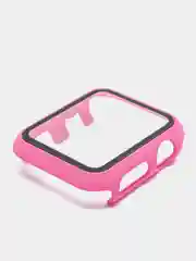 Фуксия силиконовый ремешок + защитная накладка со стеклом на корпус Apple Watch 38 mm