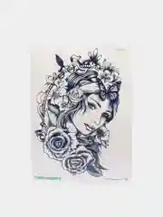 Красный временная татуировка, 21 х 15 см, цветы и девушки