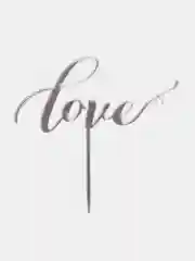 Серебряный топпер  #Т6 с надписью "Love" акриловый, ширина 10 см с сердечком