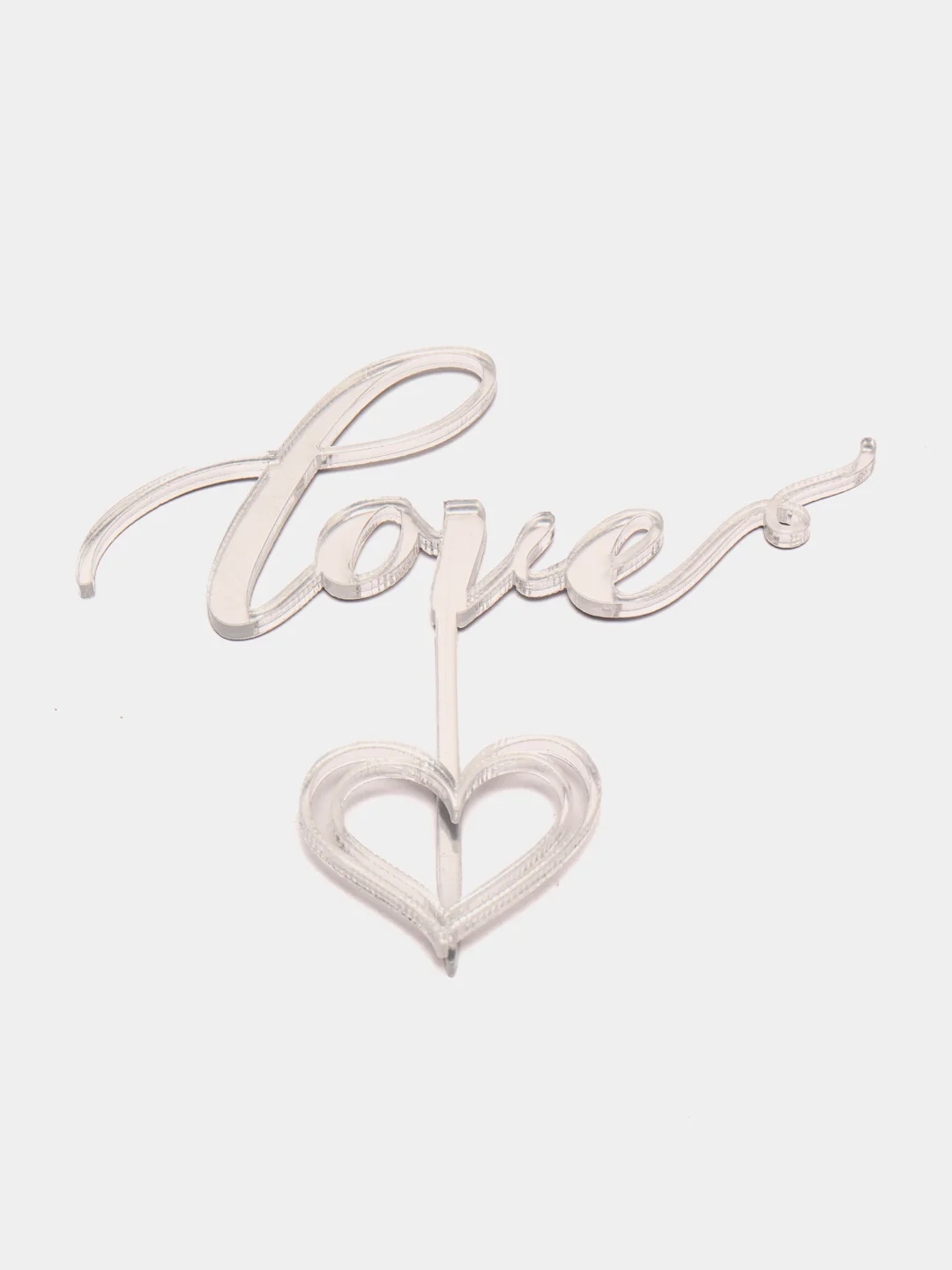 Серебряный топпер  #Т6 с надписью "Love" акриловый, ширина 10 см с сердечком
