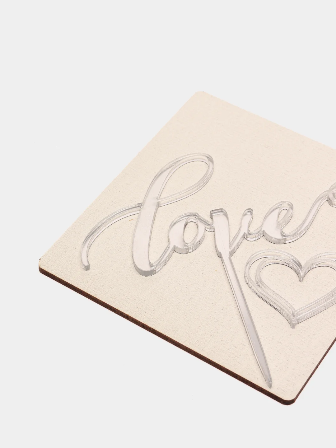 Серебряный топпер  #Т6 с надписью "Love" акриловый, ширина 10 см с сердечком
