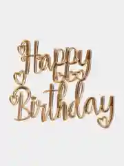 Золотой топпер #Т4 с надписью "Happy Birthday" из акрила