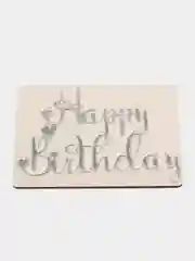 Серебряный топпер #Т5 с надписью "Happy Birthday" из зеркального акрила