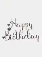Серебряный топпер #Т5 с надписью "Happy Birthday" из зеркального акрила