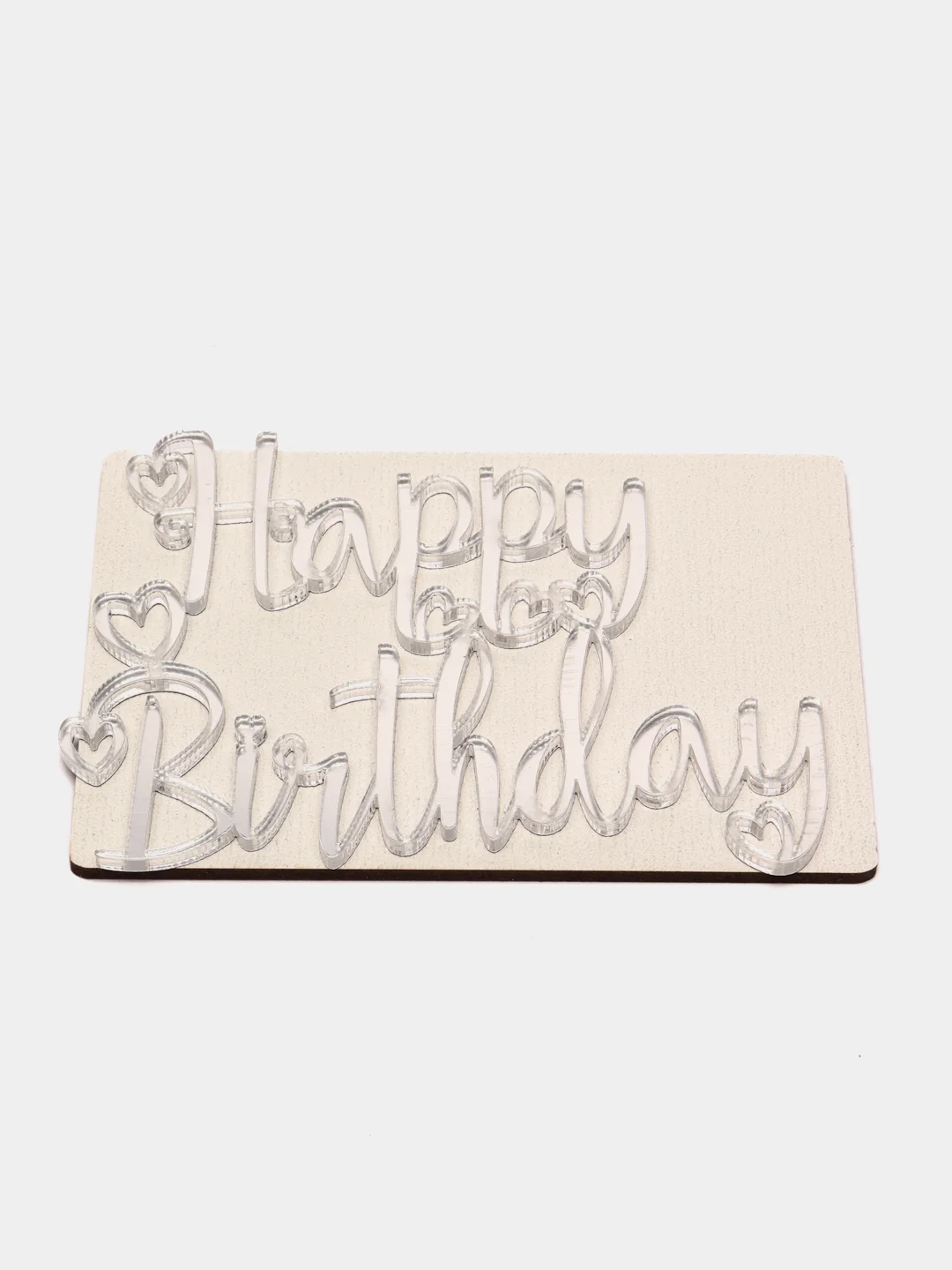 Серебряный топпер #Т4 с надписью "Happy Birthday" из акрила