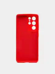 Красный чехол для Samsung S21 Ultra с защитой камеры и бархатом внутри