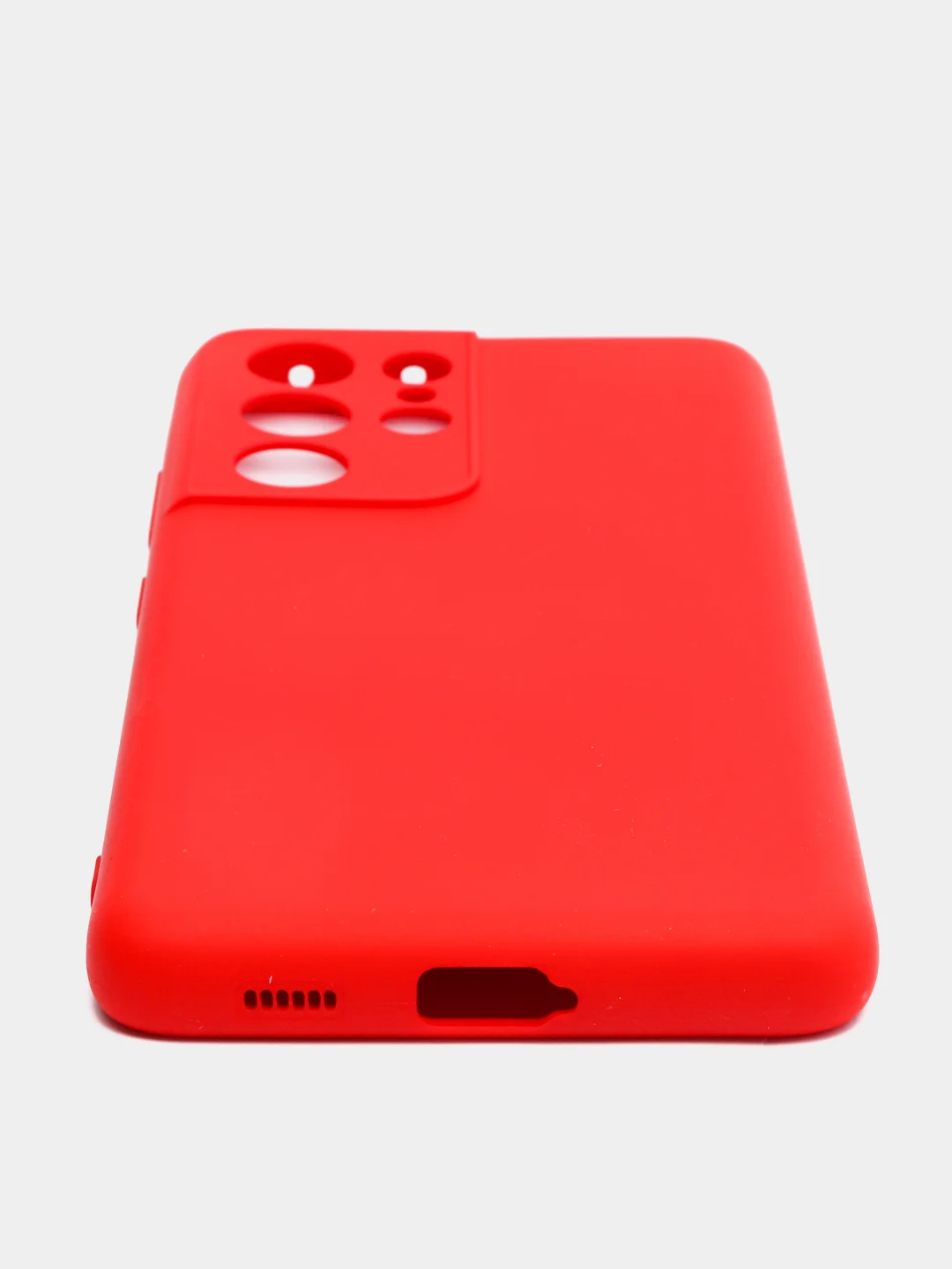Красный чехол для Samsung S21 Ultra с защитой камеры и бархатом внутри