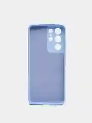 Голубой чехол для Samsung S21 Ultra с защитой камеры и бархатом внутри