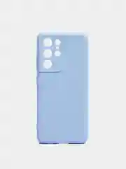 Голубой чехол для Samsung S21 Ultra с защитой камеры и бархатом внутри