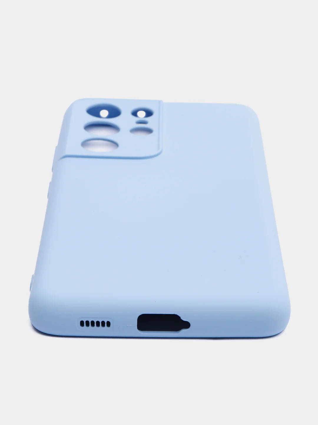 Голубой чехол для Samsung S21 Ultra с защитой камеры и бархатом внутри