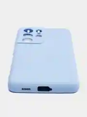 Голубой чехол для Samsung S21 Ultra с защитой камеры и бархатом внутри