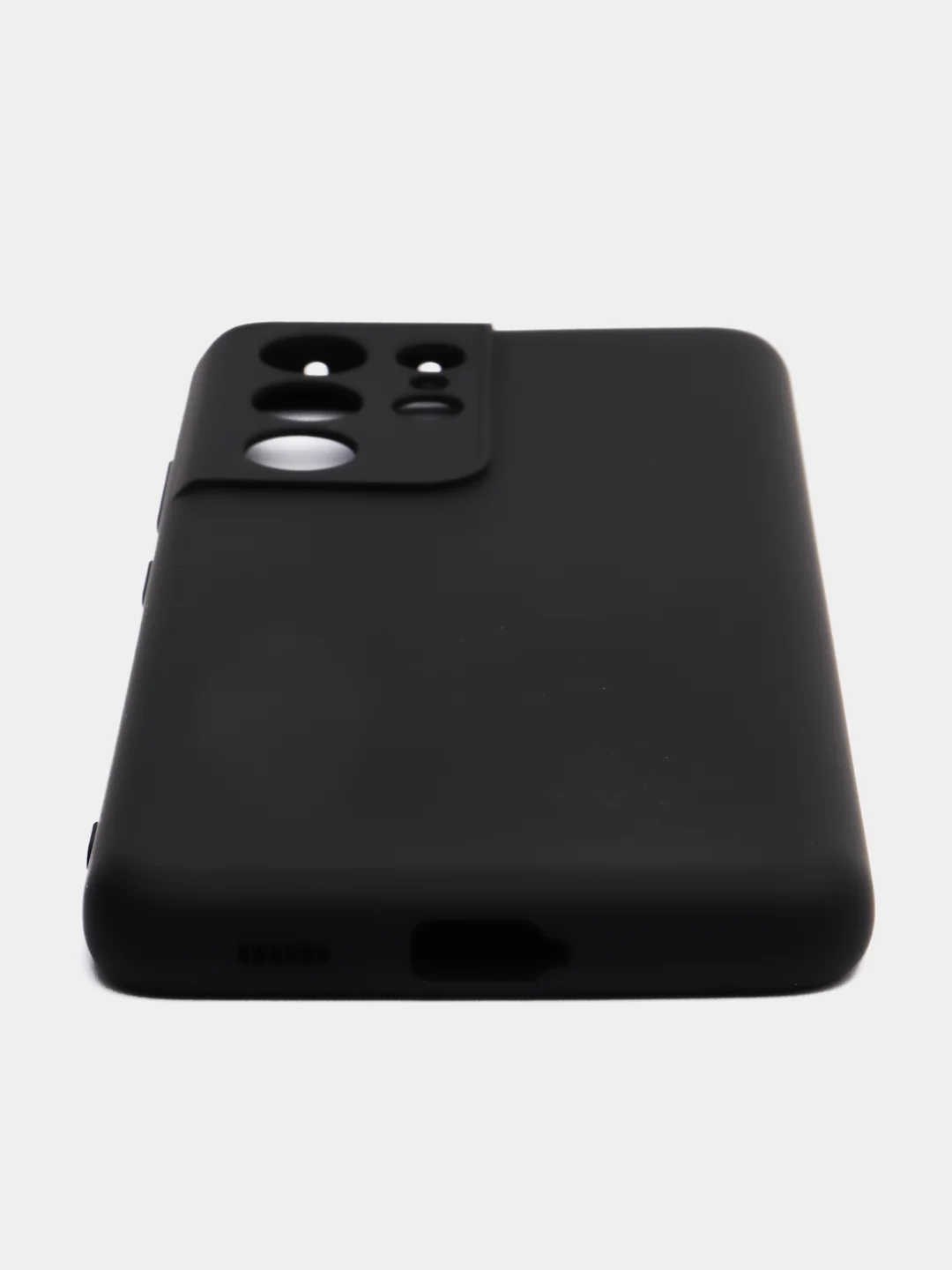Черный чехол для Samsung S21 Ultra с защитой камеры и бархатом внутри