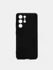 Черный чехол для Samsung S21 Ultra с защитой камеры и бархатом внутри