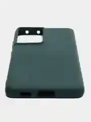 Тёмно-зелёный чехол для Samsung S21 Ultra с защитой камеры и бархатом внутри