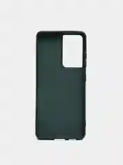 Тёмно-зелёный чехол для Samsung S21 Ultra с защитой камеры и бархатом внутри